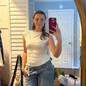 H&M White Fitted Tank Top